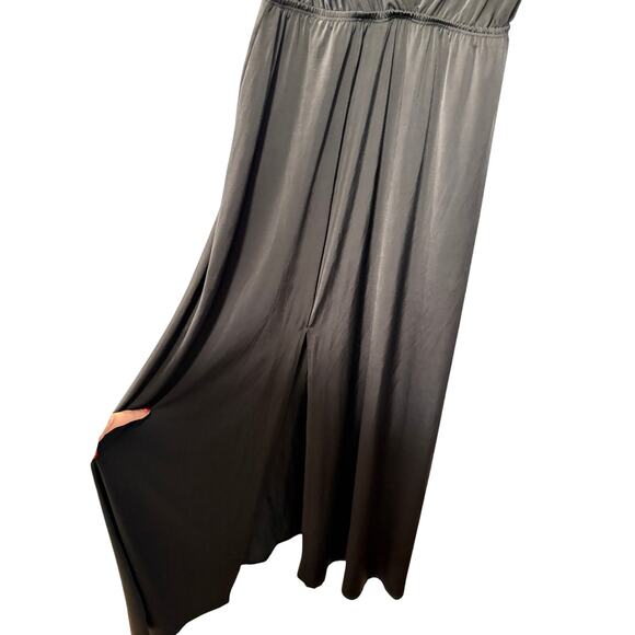 Sezane Vintage S Stretchy Black Slip Disco Dress 70s Minimalist Glam Whimsy Goth - Picture 5 of 11